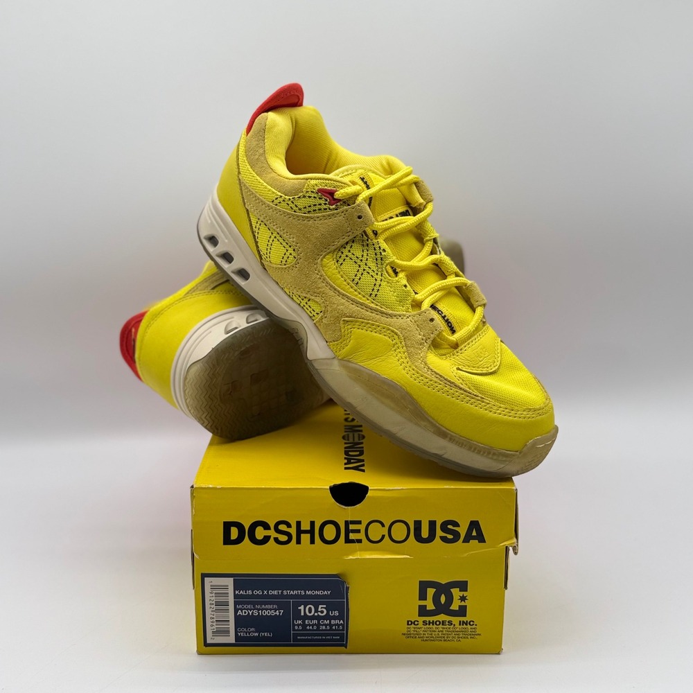 DC Shoes Kalis OG x Diet Starts Monday Mens10.5 YellowSkateShoes*LikeNew W/Box*
